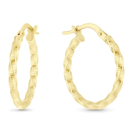 9ct Yellow Gold 15mm Twist Hoop Earrings