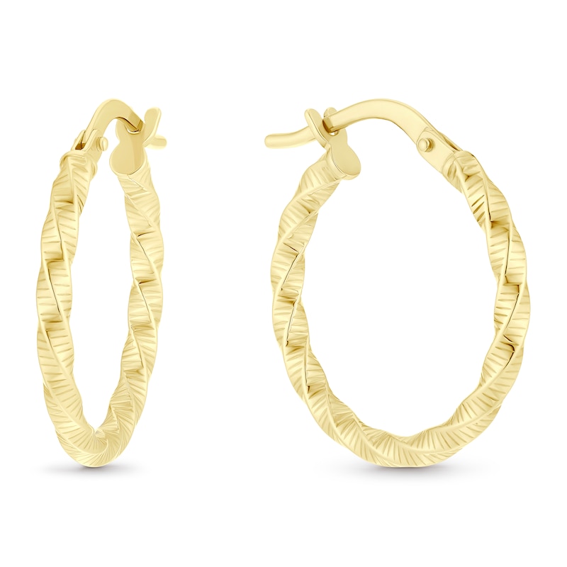 Main Image 1 of 9ct Yellow Gold 15mm Twist Hoop Earrings