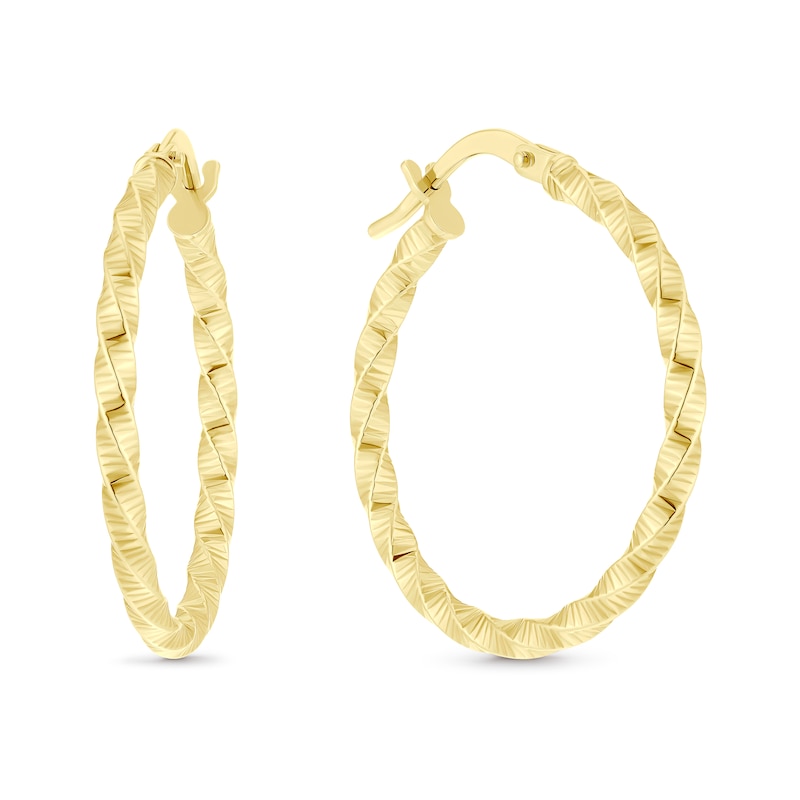 Main Image 1 of 9ct Yellow Gold 20mm Twist Hoop Earrings