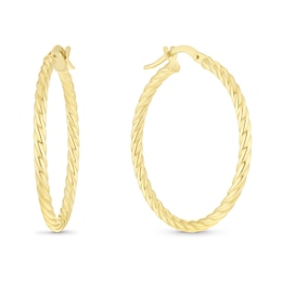 9ct Yellow Gold Textured Hoop Earrings