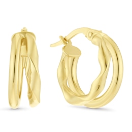 9ct Yellow Gold Double Wave Hoop Earrings
