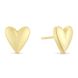 9ct Yellow Gold Silky Heart Shaped Earrings
