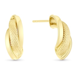9ct Yellow Gold Twist Half Hoop Earrings