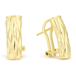 9ct Yellow Gold Engraved Clip Bar Earrings