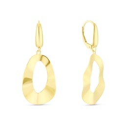 9ct Yellow Gold Organic Open Oval Drop Earrings