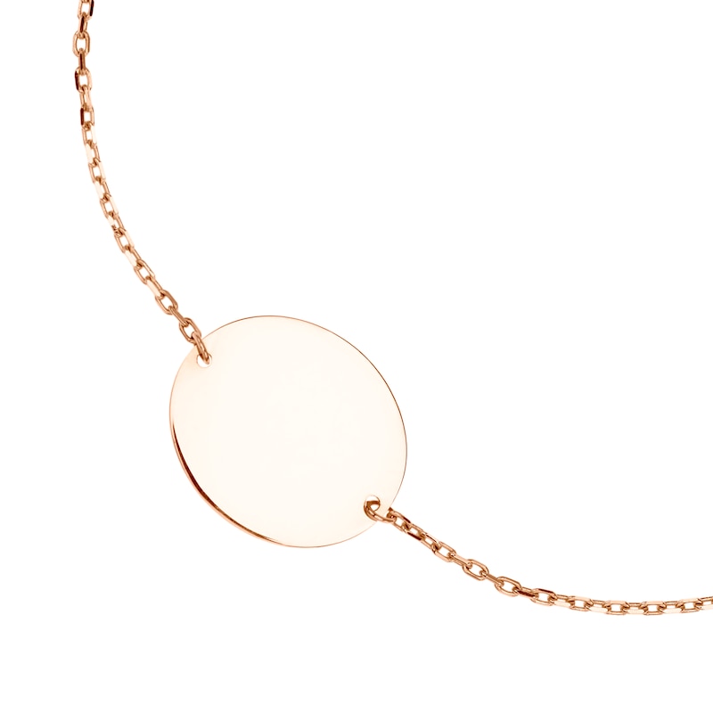 9ct Rose Gold Engravable Oval Bolo 7 Inch Bracelet