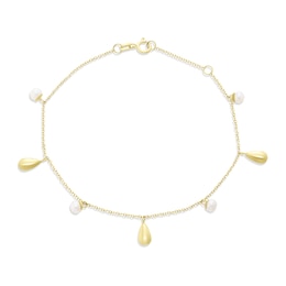 9ct Yellow Gold Cultured Freshwater Pearl Drop Bracelet