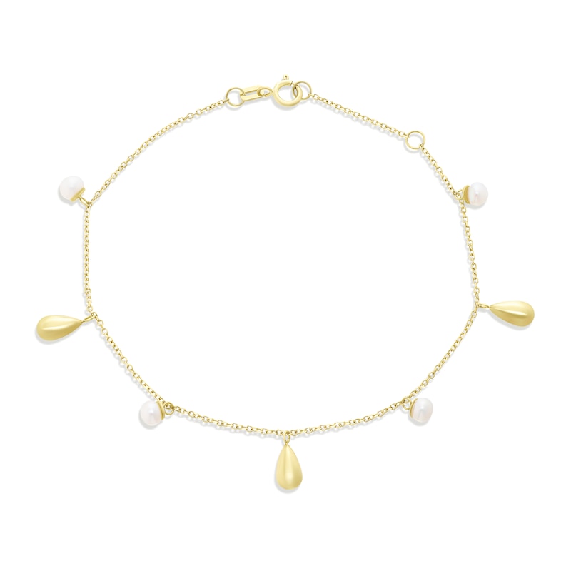 Main Image 1 of 9ct Yellow Gold Cultured Freshwater Pearl Drop Bracelet
