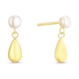 9ct Yellow Gold Cultured Freshwater Pearl Drop Earrings