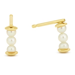 9ct Yellow Gold Multi Cultured Freshwater Pearl Drop Stud Earrings