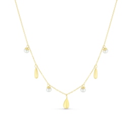 9ct Yellow Gold Cultured Freshwater Pearl Drop Necklace