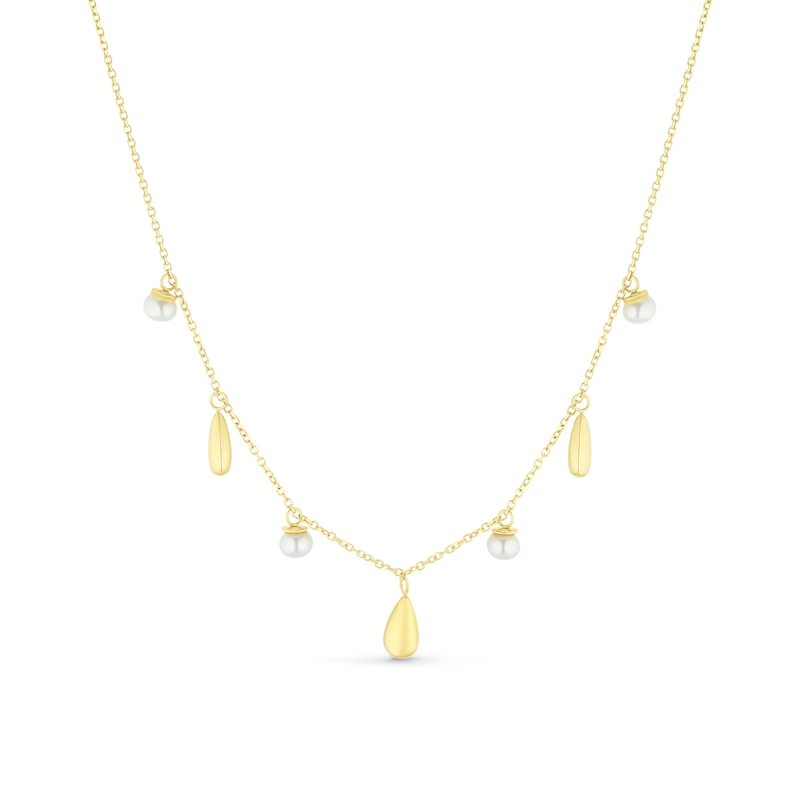 Main Image 1 of 9ct Yellow Gold Cultured Freshwater Pearl Drop Necklace