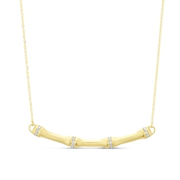 9ct Yellow Gold Cubic Zirconia Bamboo Style Pendant