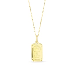 9ct Yellow Gold Rolo Chain & 24ct Yellow Gold 1g Ingot Pendant