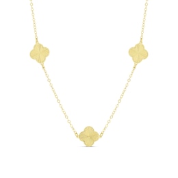 9ct Yellow Gold Floral Clover Station Necklace