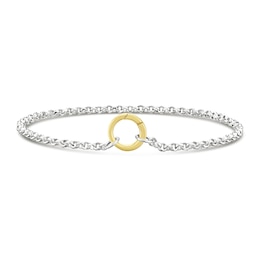 9ct Yellow Gold & Sterling Silver Diamond Cut Belcher Bracelet