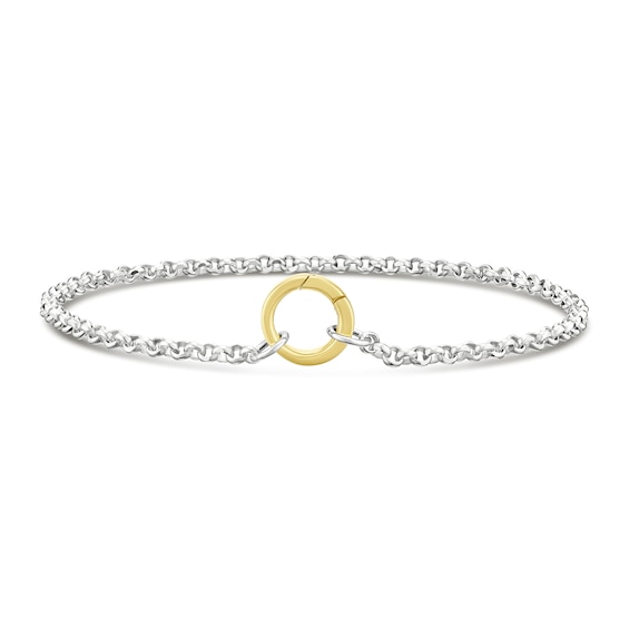 9ct Yellow Gold & Sterling Silver Diamond Cut Belcher Bracelet