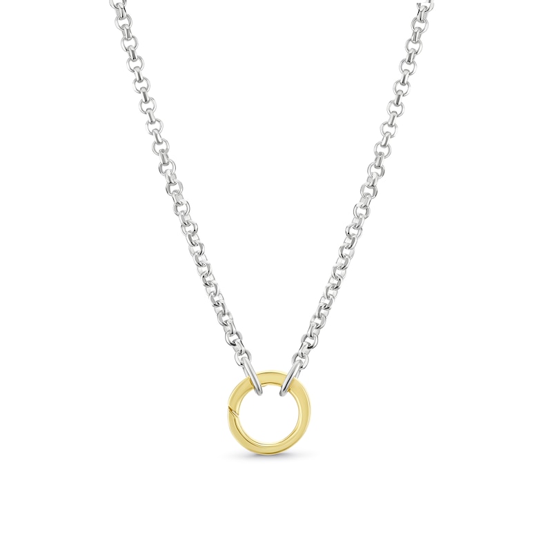 Main Image 1 of 9ct Yellow Gold & Sterling Silver Diamond Cut Belcher Necklace