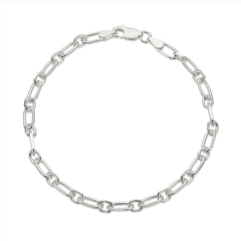Main Image 1 of Sterling Silver Cable & Paper Link Chain Bracelet