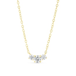 9ct Yellow Gold Trilogy Cubic Zirconia Necklace
