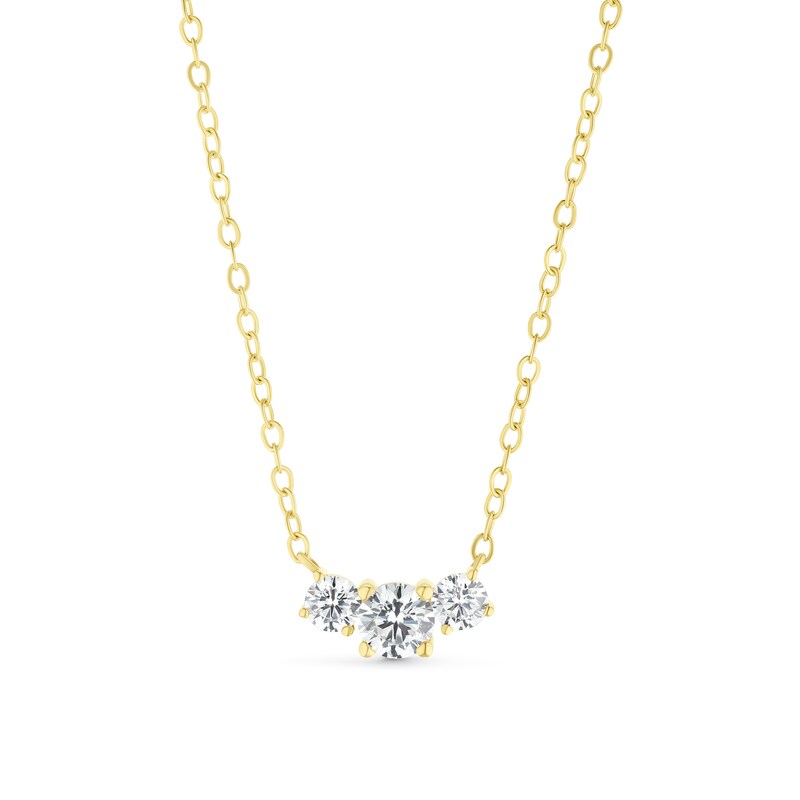 Main Image 1 of 9ct Yellow Gold Trilogy Cubic Zirconia Necklace