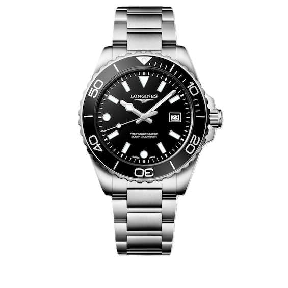 Men's Longines Hydroconquest 42Mm Black Dial & Stainless Steel Watch