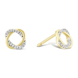9ct Yellow Gold Diamond Open Circle Stud Earrings