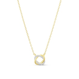 9ct Yellow Gold Diamond Open Circle Pendant Necklace