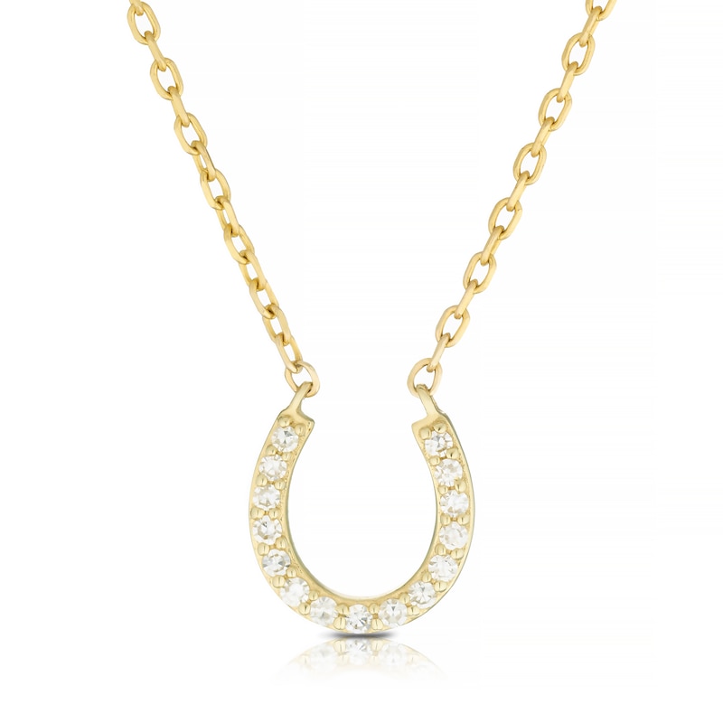 Main Image 1 of 9ct Yellow Gold Diamond Horseshoe Pendant