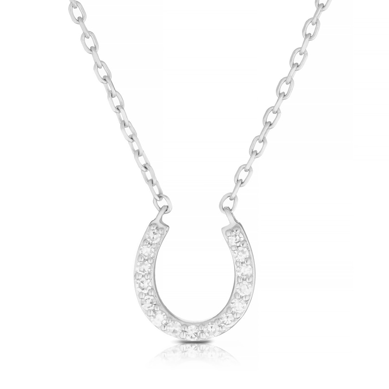 9ct White Gold Diamond Horseshoe Pendant