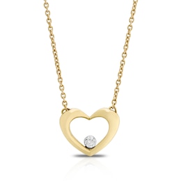 9ct Yellow Gold Diamond Heart Pendant