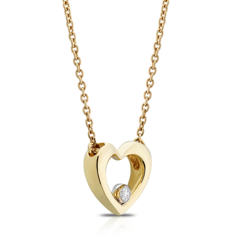 Main Image 2 of 9ct Yellow Gold Diamond Heart Pendant