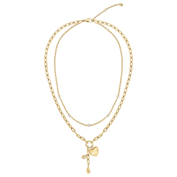 Women's Boss Amara Gold-Tone Ion-Plated Stainless Steel Crystal Necklace
