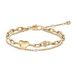 BOSS Amara Gold-Tone Ion-Plated Stainless Steel Crystal Bracelet