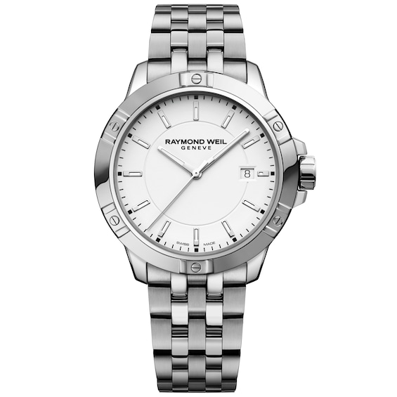 Men's Raymond Weil Tango 41Mm White Dial Stainless Steel Watch