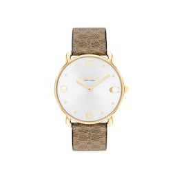 Coach Elliot Signature Women's White Sunray Dial & Canvas Strap Watch