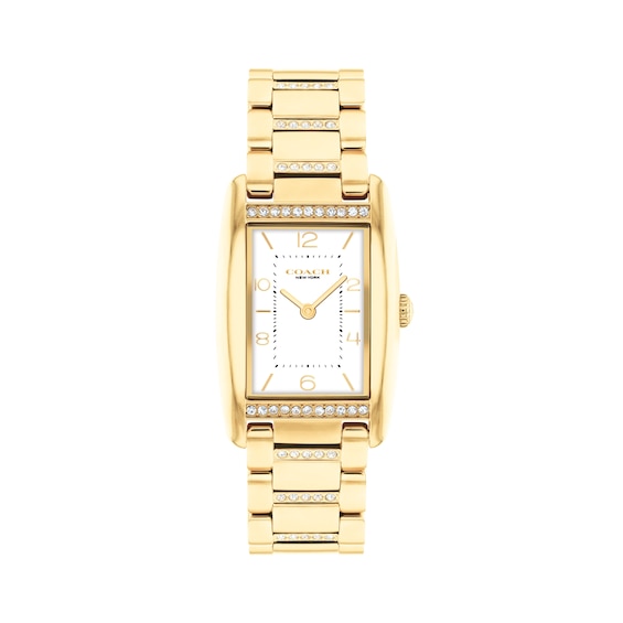 Women's Coach Reese Yellow Gold Ip Crystal Bracelet Watch