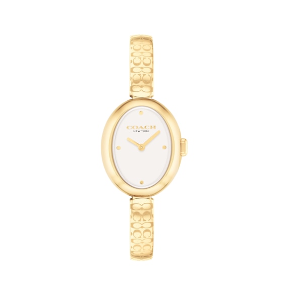 Women's Coach Sammy 22.5Mm Oval Yellow Gold Ip Bangle Watch