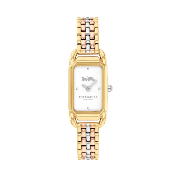 Women's Coach Cadie White Dial & Tri Tone Bracelet Watch