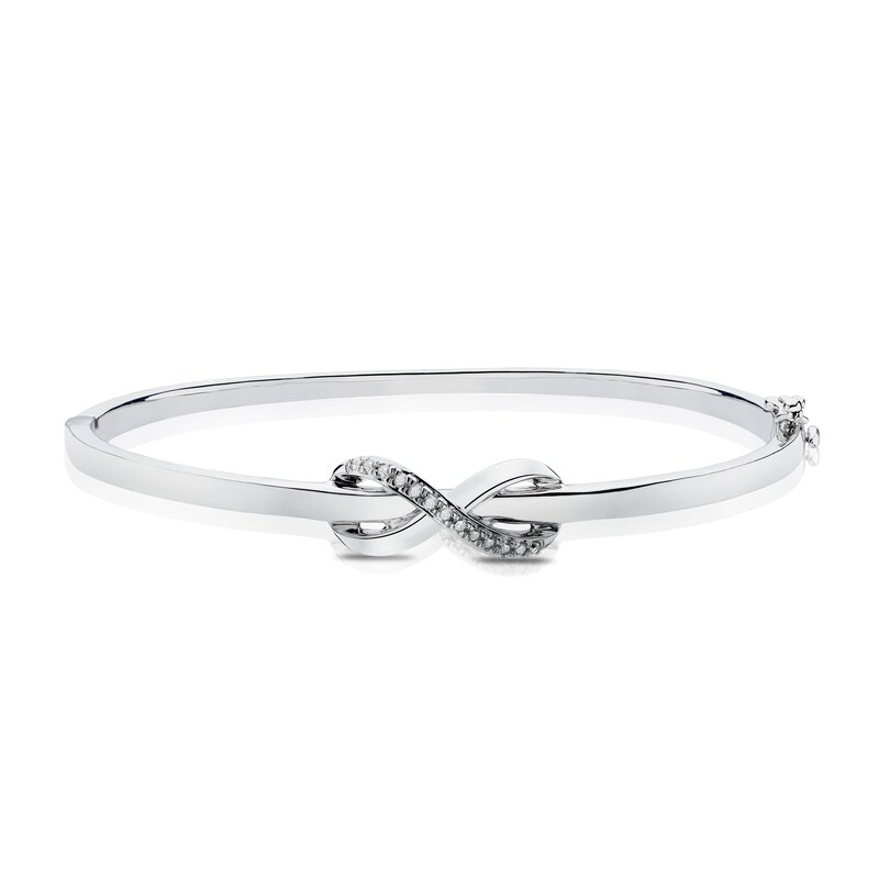 Silver 0.10ct Infinity Diamond Bangle