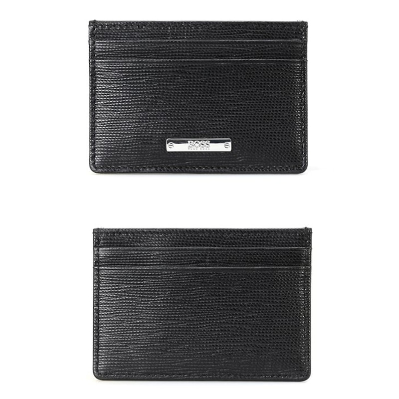 Main Image 1 of BOSS Men's Black Leather Card Holder
