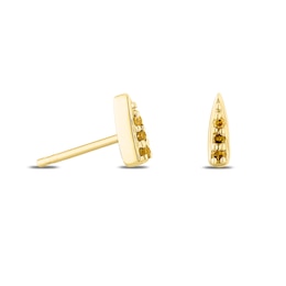 9ct Yellow Gold Treated Yellow Diamond Pointed Stud Earrings