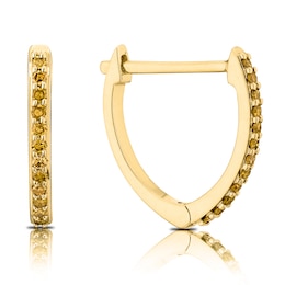9ct Yellow Gold 0.11ct Treated Yellow Diamond Hoop Earrings