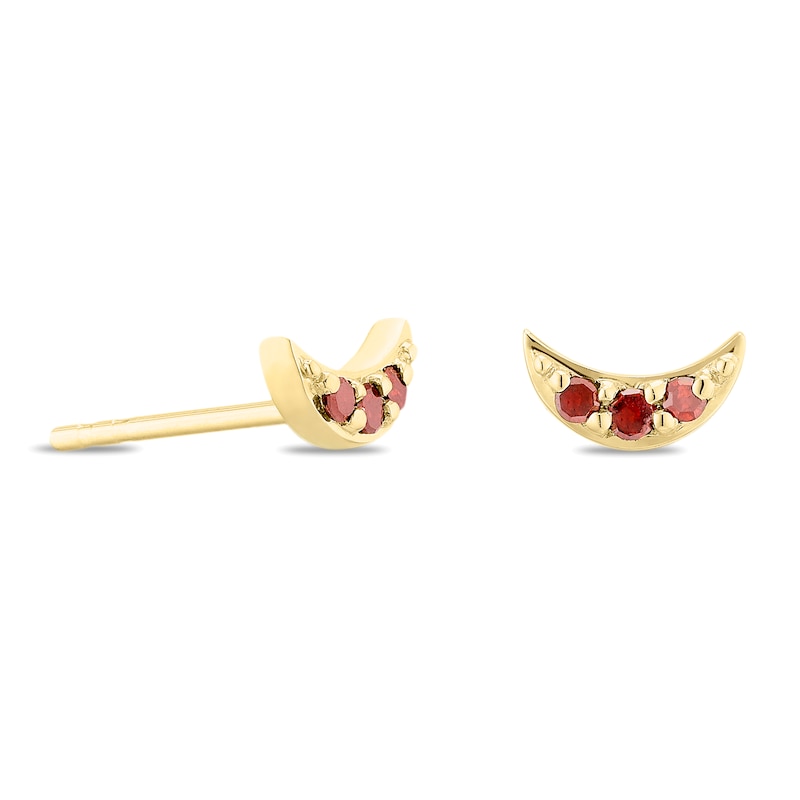Main Image 1 of 9ct Yellow Gold Treated Red Diamond Moon Stud Earrings