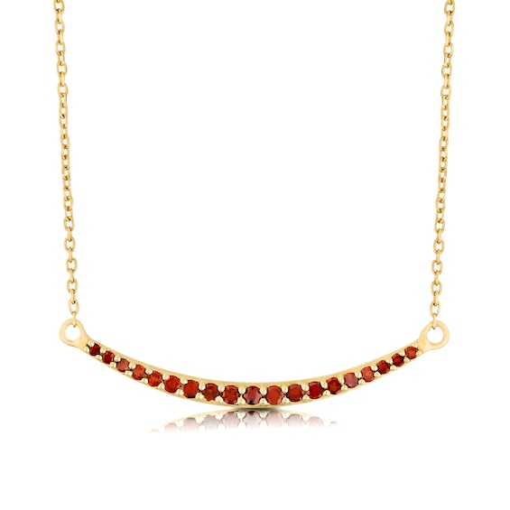 9ct Yellow Gold 0.18ct Treated Red Diamond Curve Necklace