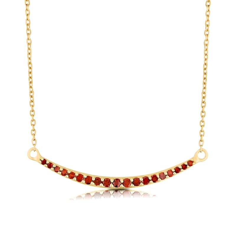 Main Image 1 of 9ct Yellow Gold 0.18ct Treated Red Diamond Curve Necklace