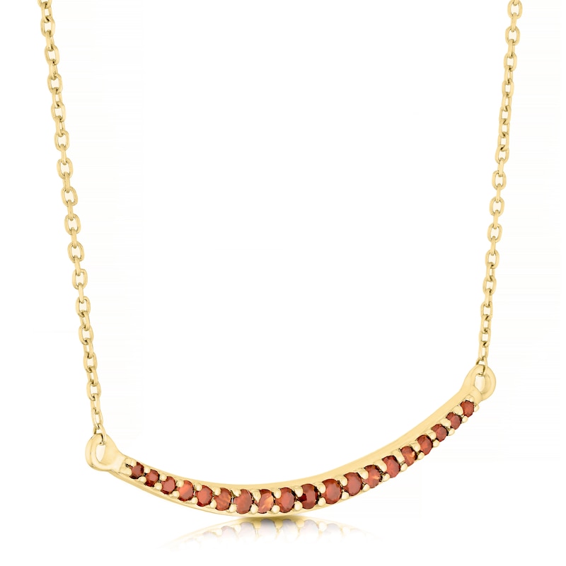 Main Image 2 of 9ct Yellow Gold 0.18ct Treated Red Diamond Curve Necklace