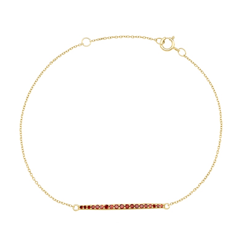Main Image 1 of 9ct Yellow Gold 0.18ct Treated Red Diamond Bar Bracelet