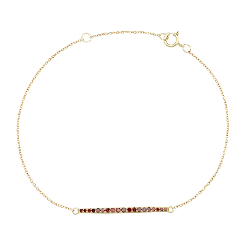 Main Image 2 of 9ct Yellow Gold 0.18ct Treated Red Diamond Bar Bracelet