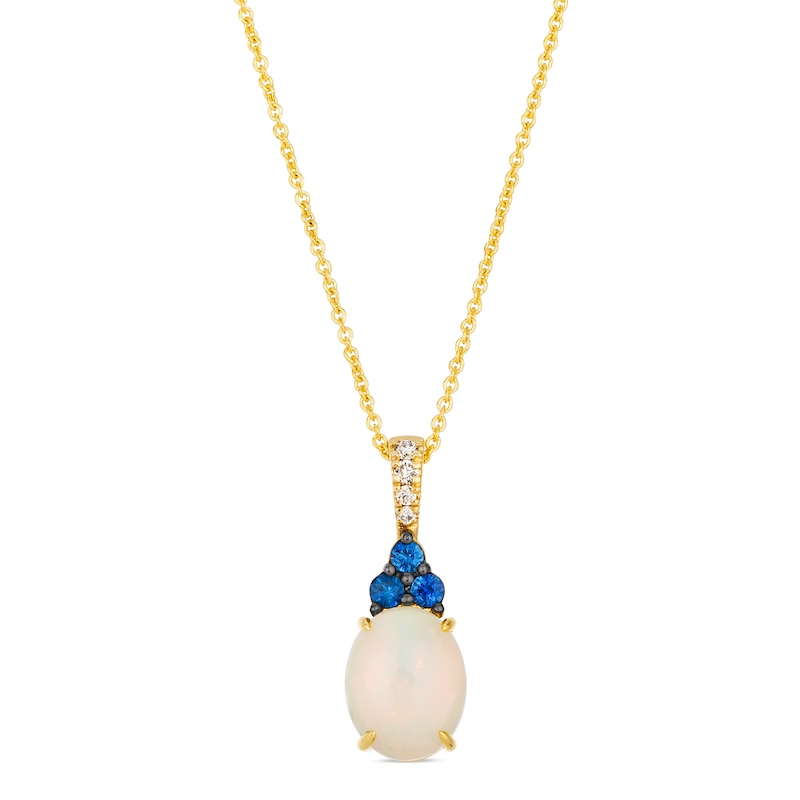 Main Image 1 of Le Vian 14ct Yellow Gold Oval White Opal, Blue Sapphire & Nude Diamond Necklace